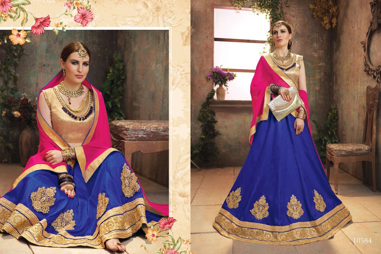 Majestic By Riddhoo Fashion 10581 To 10588 Series Designer Beautiful Fancy Colorful Party Wear & Occasional Wear Silk Lehengas At Wholesale Price