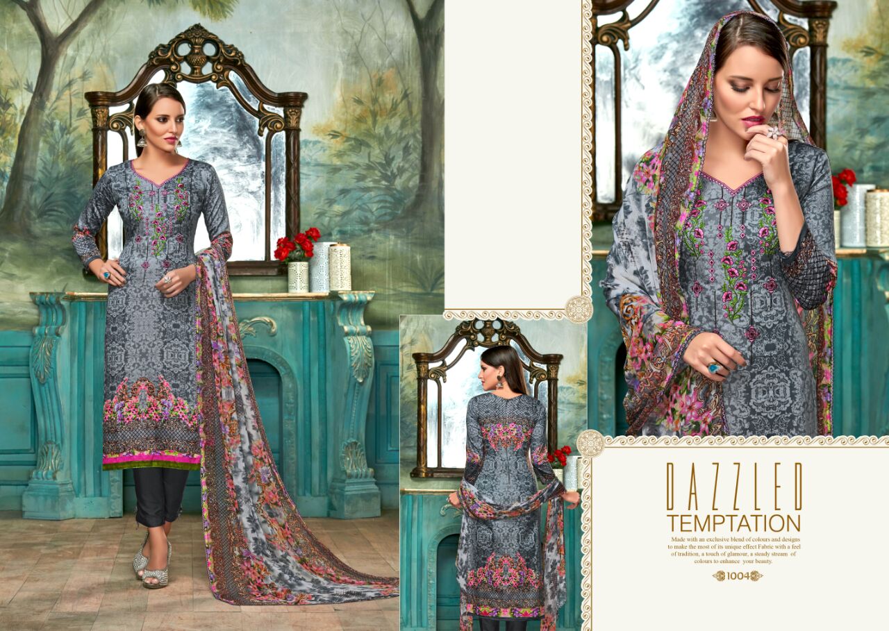 Mariya By Shri Vijay 1001 To 1008 Series Beautiful Stylish Colorful Fancy Designer Suits Party Wear & Ethnic Wear Pure Jam Cotton Satin Dresses At Wholesale Price