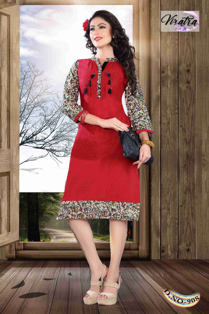 Mariya Vol-1 By Viratra Tex Beautiful Stylish Colorful Fancy Casual Wear & Ready To Wear Cotton Slub Printed Kurtis At Wholesale Price