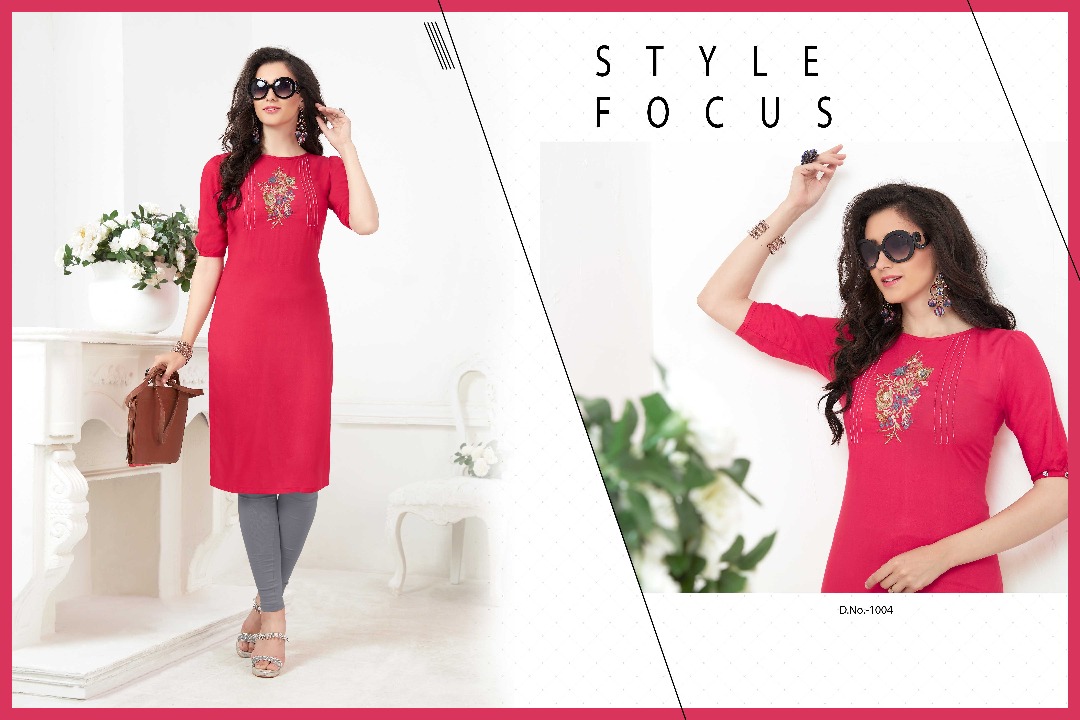 Maya 1001 To 1010 Series By Veera Tex Beautiful Embroidered Colourful Stylish Fancy Pretty Party Wear Casual Wear Occasional Wear Printed Reyon Kurti At Wholesale Price