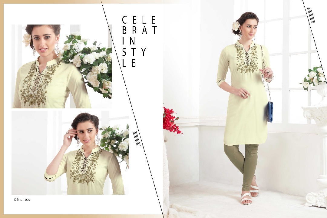 Maya 1001 To 1010 Series By Veera Tex Beautiful Embroidered Colourful Stylish Fancy Pretty Party Wear Casual Wear Occasional Wear Printed Reyon Kurti At Wholesale Price