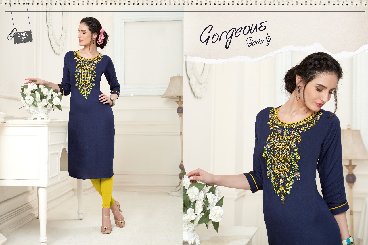 Maya Vol-2 By Valencia Tex 1201 To 1210 Series Beautiful Colorful Fancy Casual Wear & Ethnic Wear Rayon Embroidered Kurtis At Wholesale Price