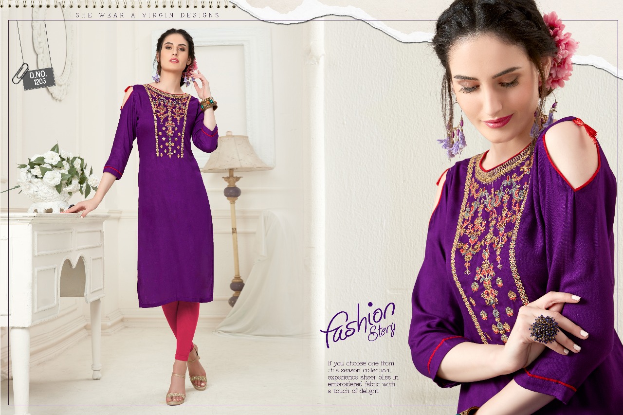Maya Vol-2 By Valencia Tex 1201 To 1210 Series Beautiful Colorful Fancy Casual Wear & Ethnic Wear Rayon Embroidered Kurtis At Wholesale Price