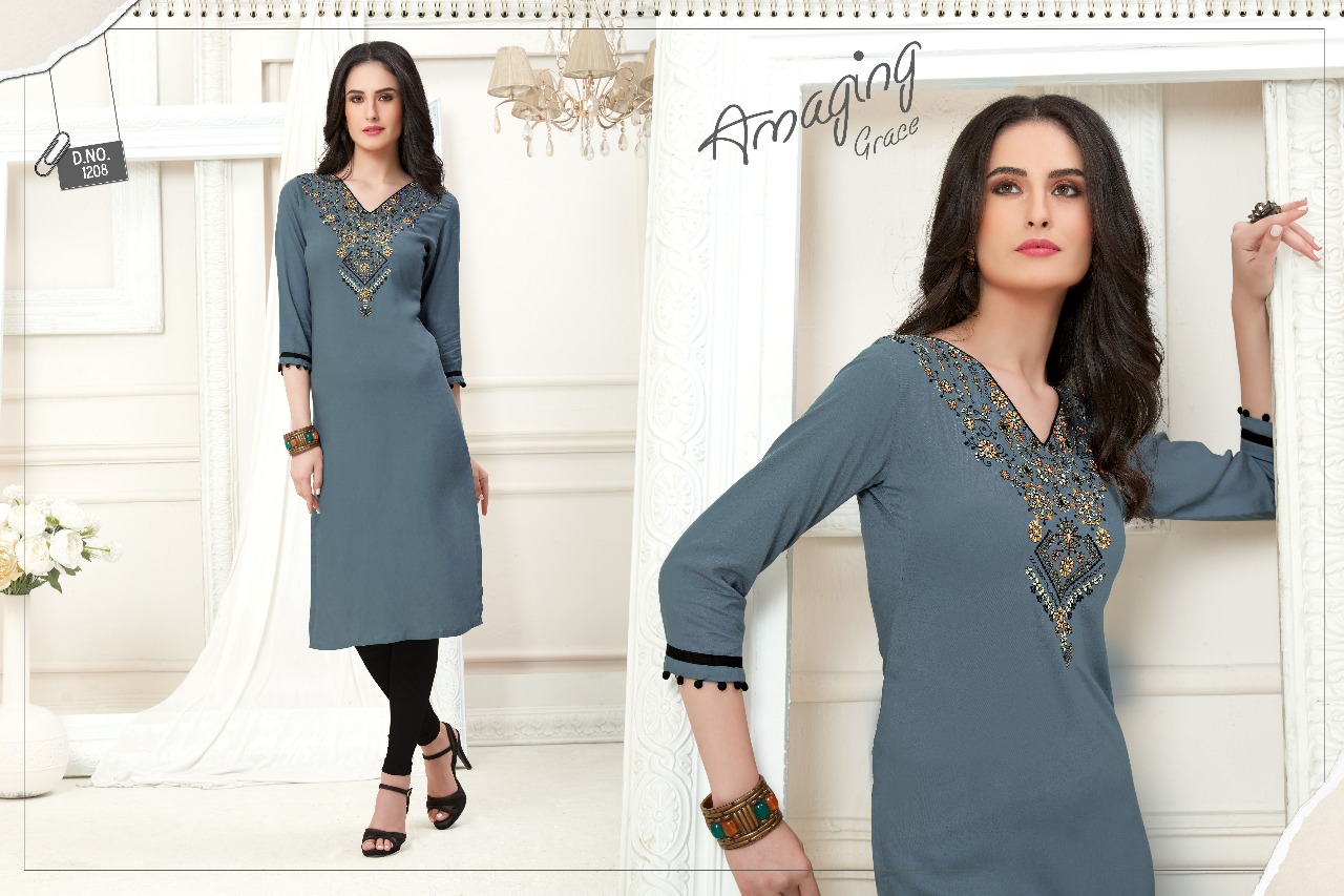 Maya Vol-2 By Valencia Tex 1201 To 1210 Series Beautiful Colorful Fancy Casual Wear & Ethnic Wear Rayon Embroidered Kurtis At Wholesale Price