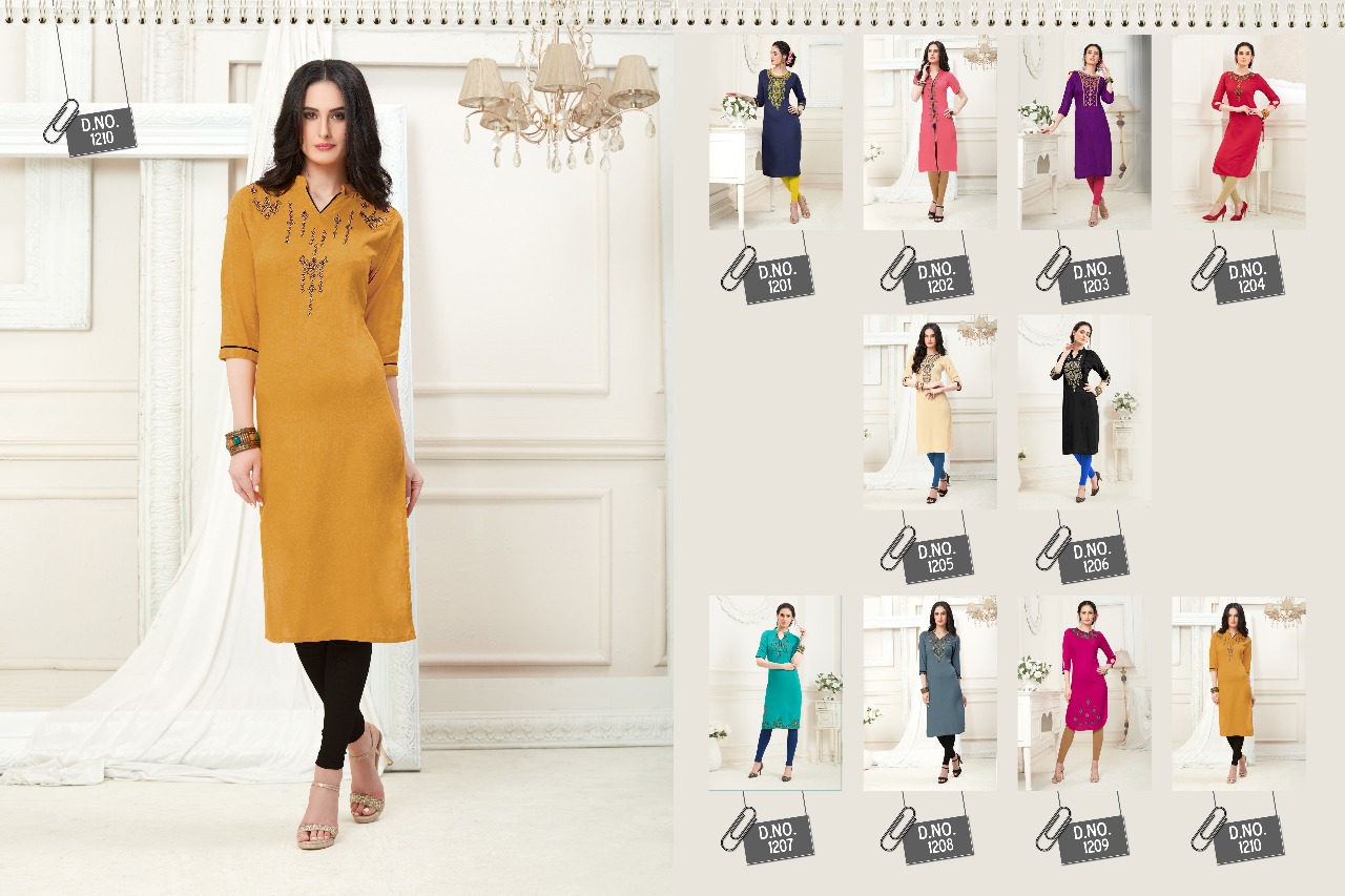 Maya Vol-2 By Valencia Tex 1201 To 1210 Series Beautiful Colorful Fancy Casual Wear & Ethnic Wear Rayon Embroidered Kurtis At Wholesale Price