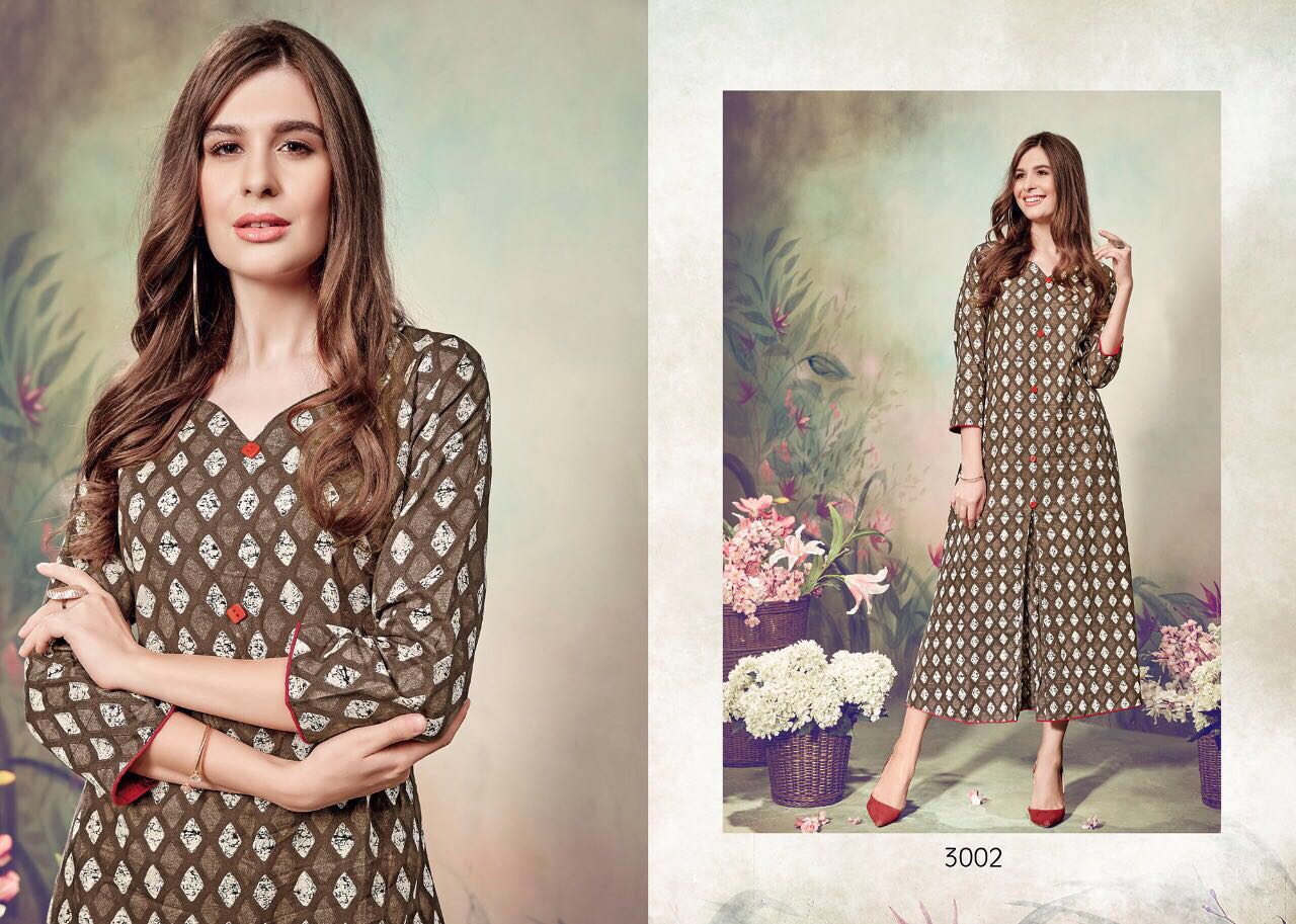 Menka By Yaazoo Fashion 3001 To 3008 Series Stylish Beautiful Colorful Fancy Casual Wear Cotton & Rayon Printed Kurtis At Wholesale Price