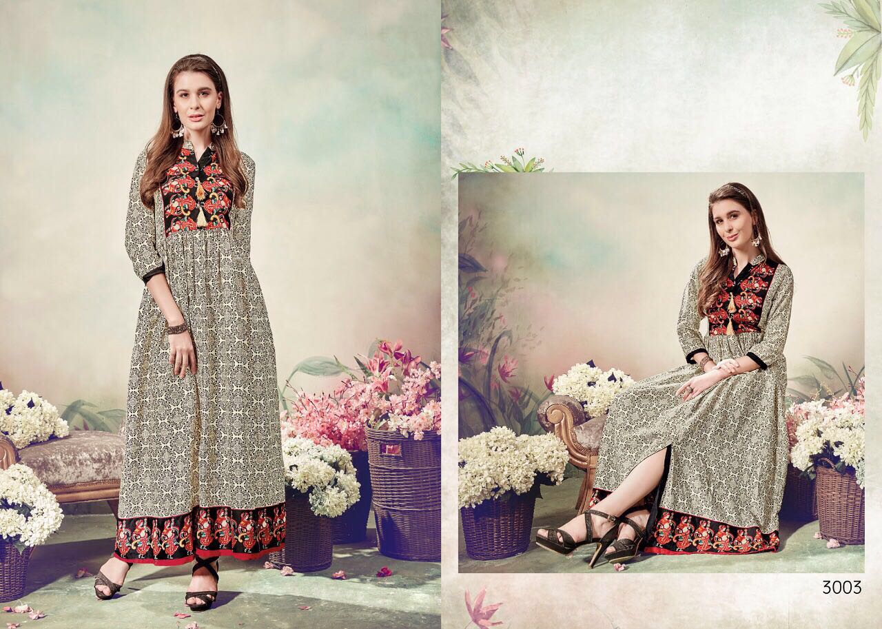 Menka By Yaazoo Fashion 3001 To 3008 Series Stylish Beautiful Colorful Fancy Casual Wear Cotton & Rayon Printed Kurtis At Wholesale Price