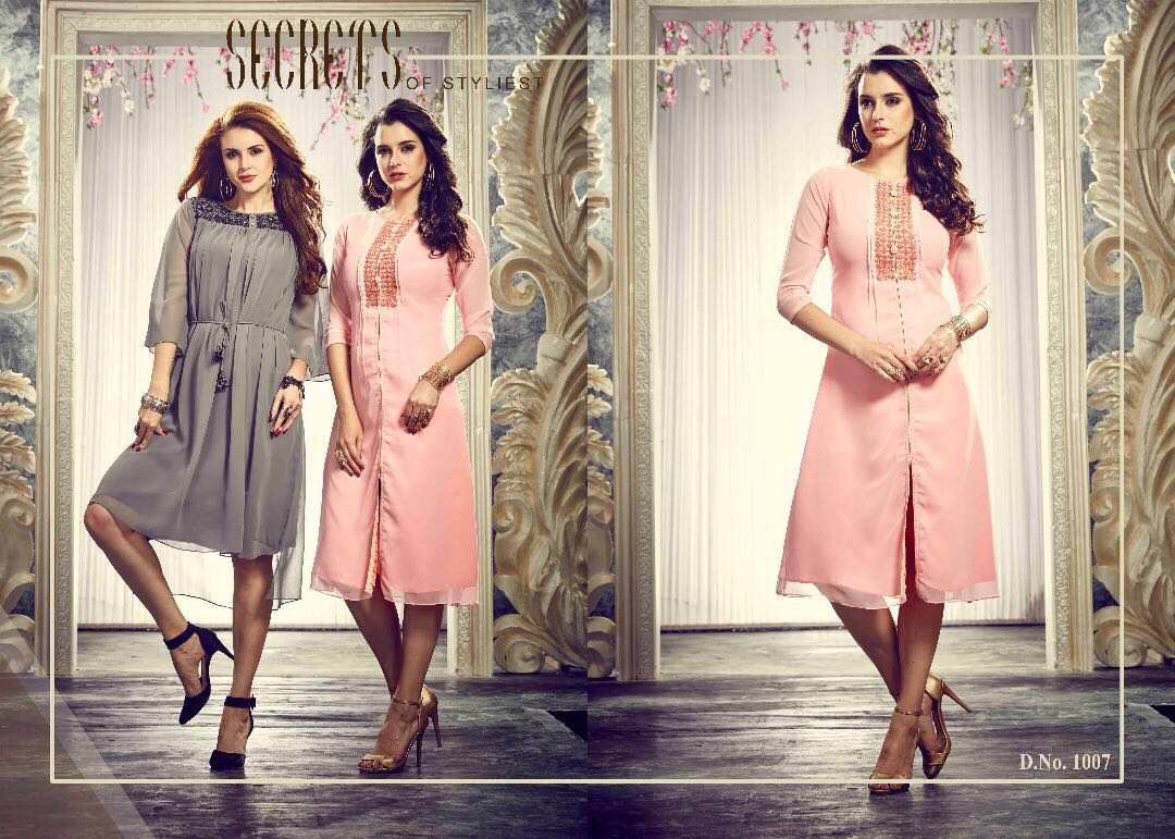 Mihira Vol-b By Ishu Trendz 1001 To 1008 Series Fancy Beautiful Stylish Colorful Casual Wear & Ethnic Wear Georgette Embroidered Kurtis At Wholesale Price