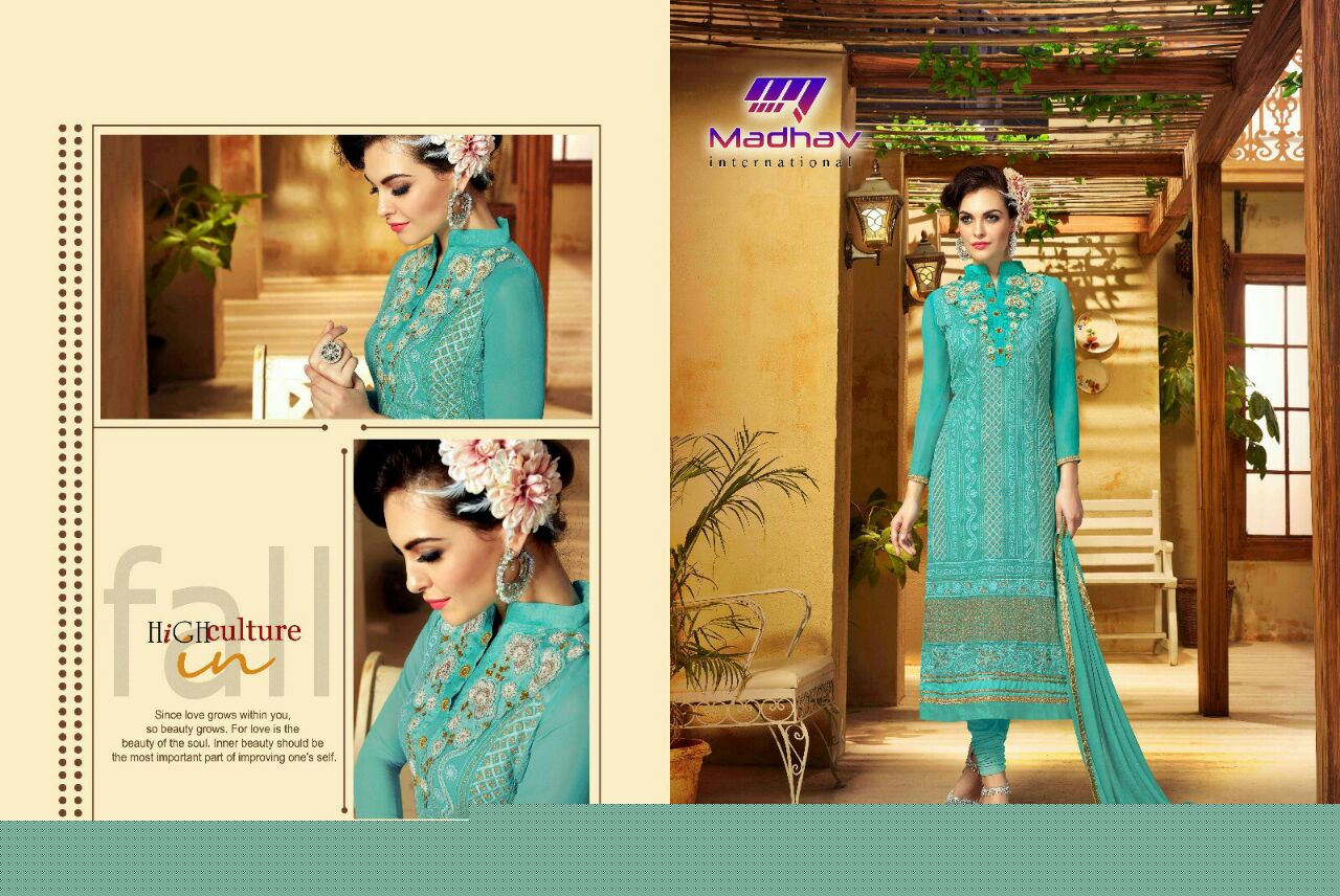 Misha By Madhav International 9001 To 9006 Series Beautiful Stylish Designer Embroidered Party Wear Georgette Dresses At Wholesale Price