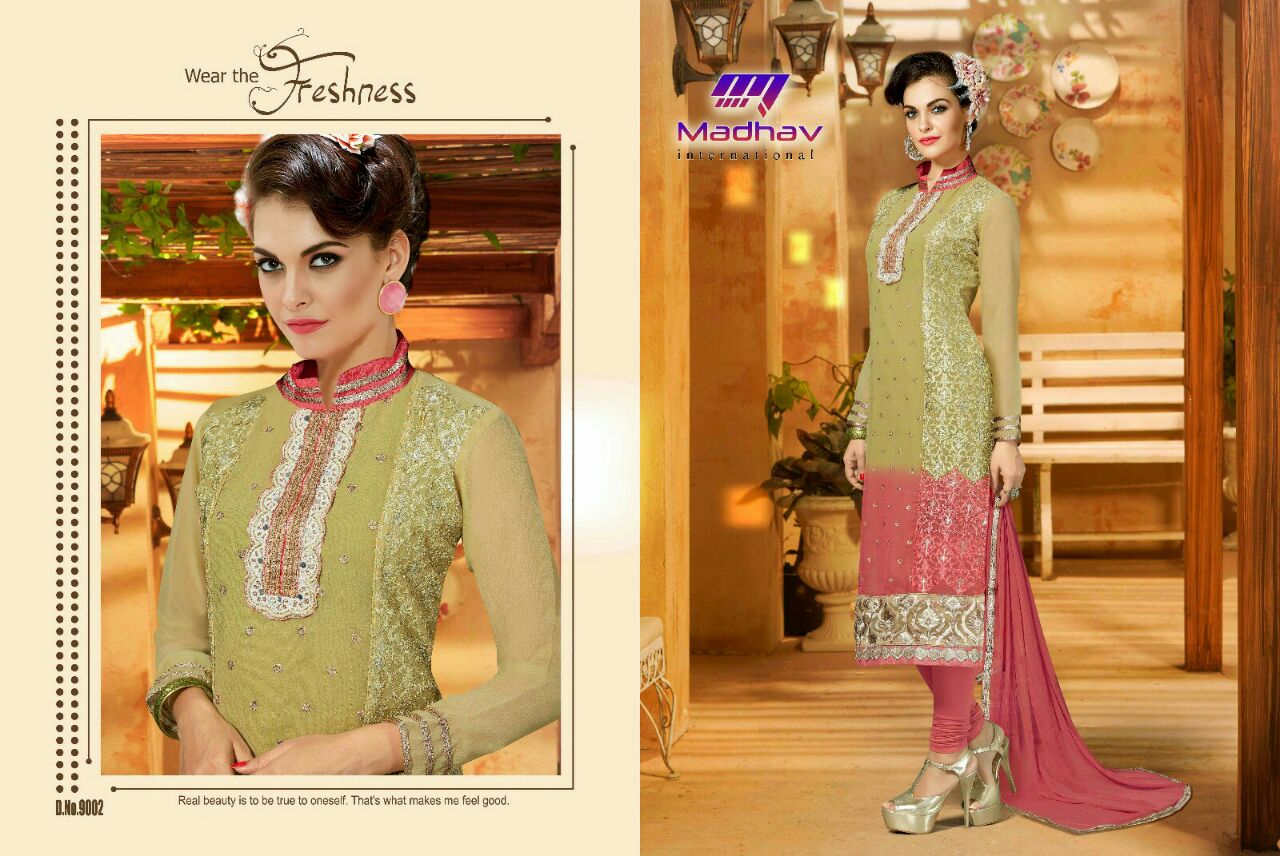 Misha By Madhav International 9001 To 9006 Series Beautiful Stylish Designer Embroidered Party Wear Georgette Dresses At Wholesale Price
