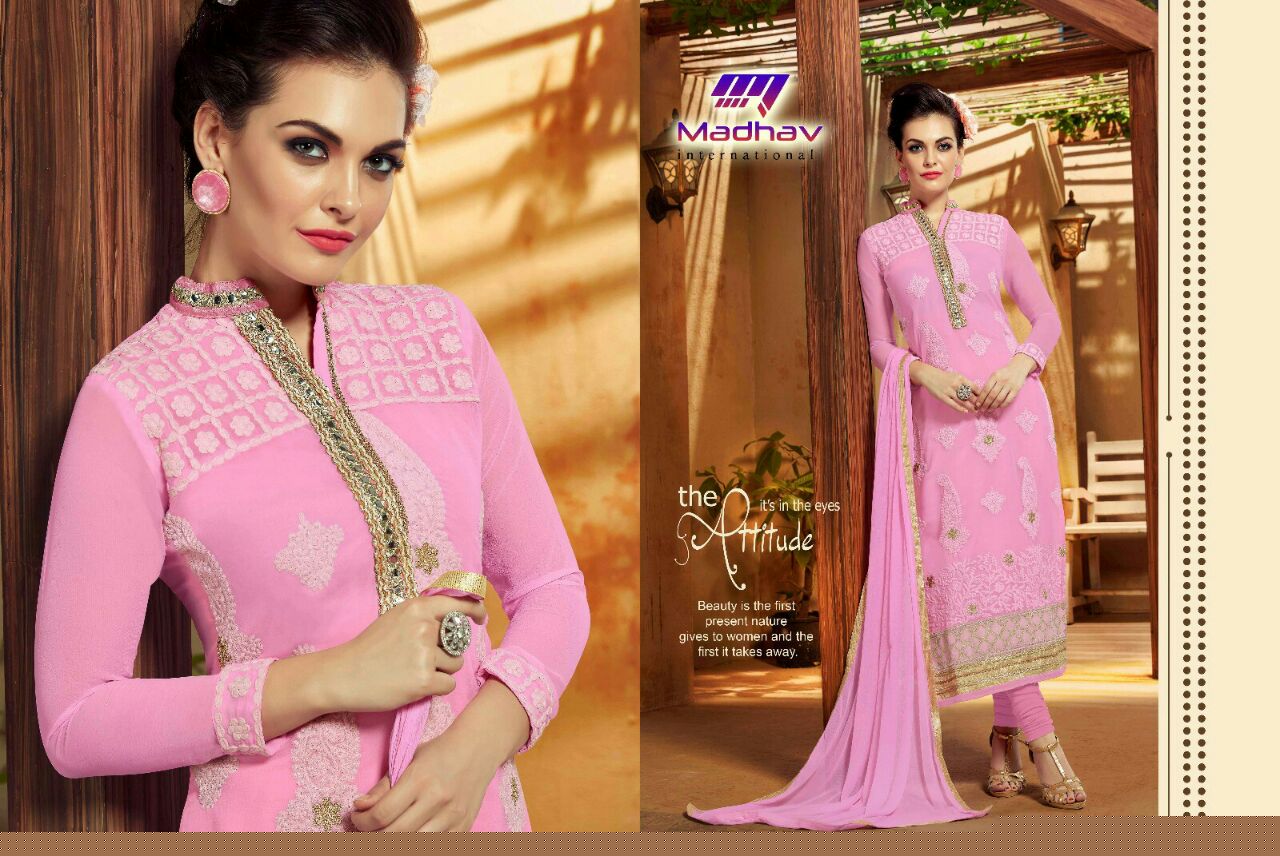 Misha By Madhav International 9001 To 9006 Series Beautiful Stylish Designer Embroidered Party Wear Georgette Dresses At Wholesale Price