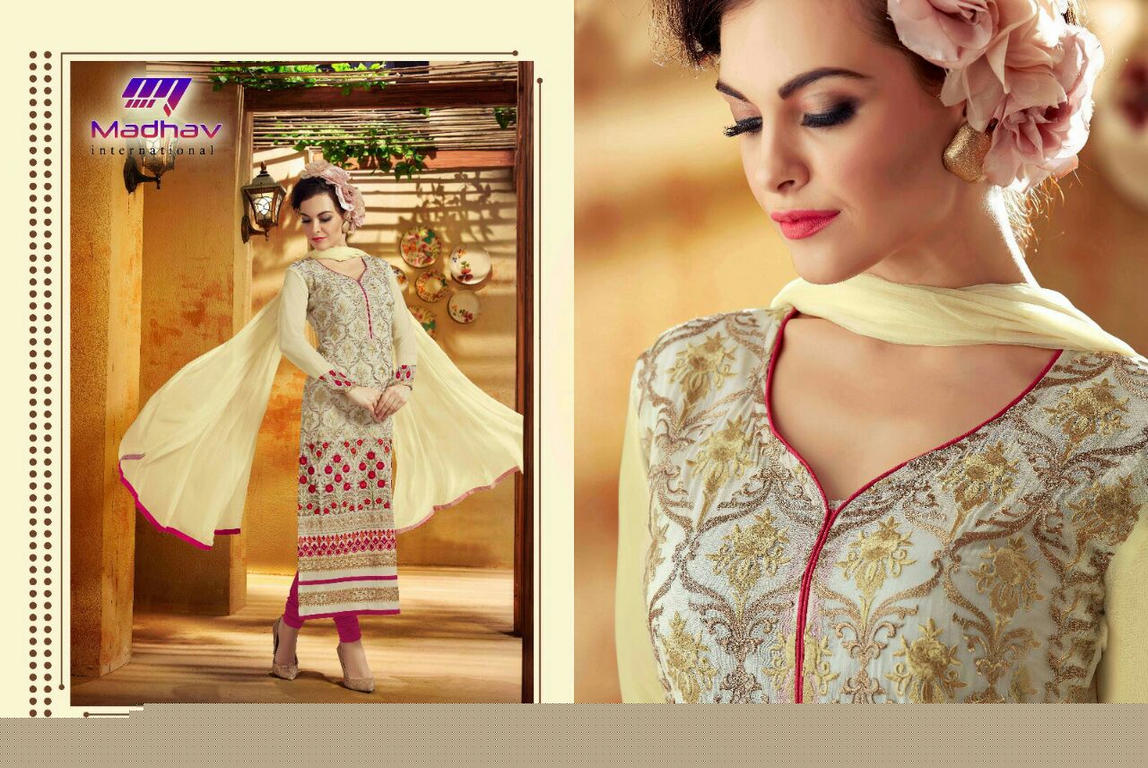 Misha By Madhav International 9001 To 9006 Series Beautiful Stylish Designer Embroidered Party Wear Georgette Dresses At Wholesale Price