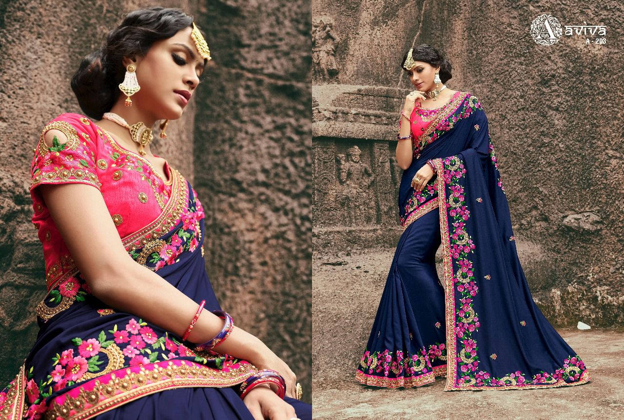 Monalisa By Aviva 201-a To 215-a Series Indian Designer Beautiful Colorful Wedding Collection Party Wear & Occasional Wear Fancy Sarees At Wholesale Price
