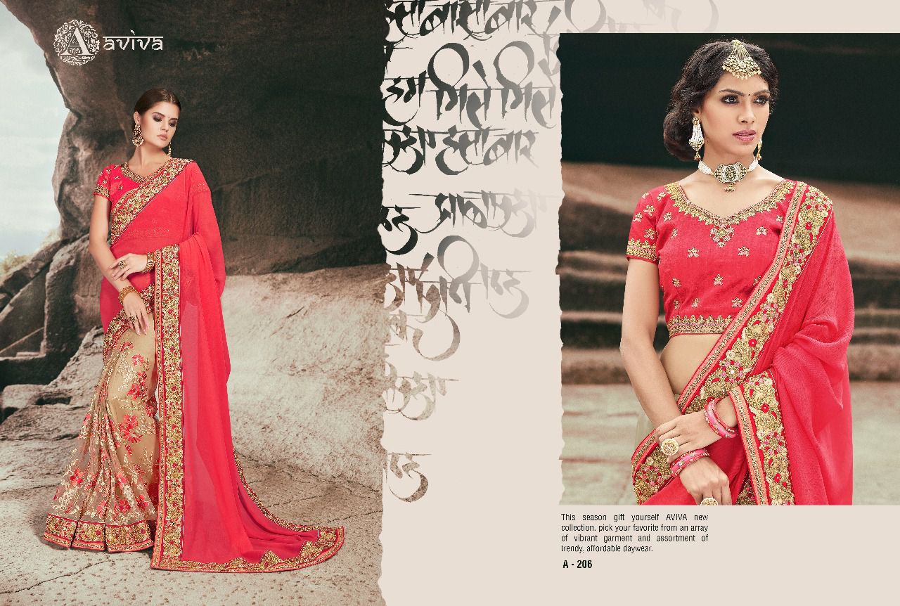 Monalisa By Aviva 201-a To 215-a Series Indian Designer Beautiful Colorful Wedding Collection Party Wear & Occasional Wear Fancy Sarees At Wholesale Price