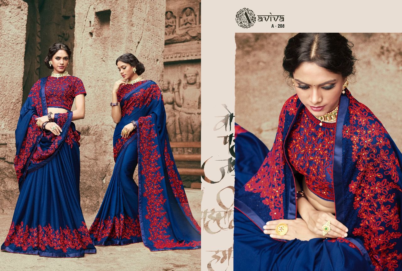 Monalisa By Aviva 201-a To 215-a Series Indian Designer Beautiful Colorful Wedding Collection Party Wear & Occasional Wear Fancy Sarees At Wholesale Price