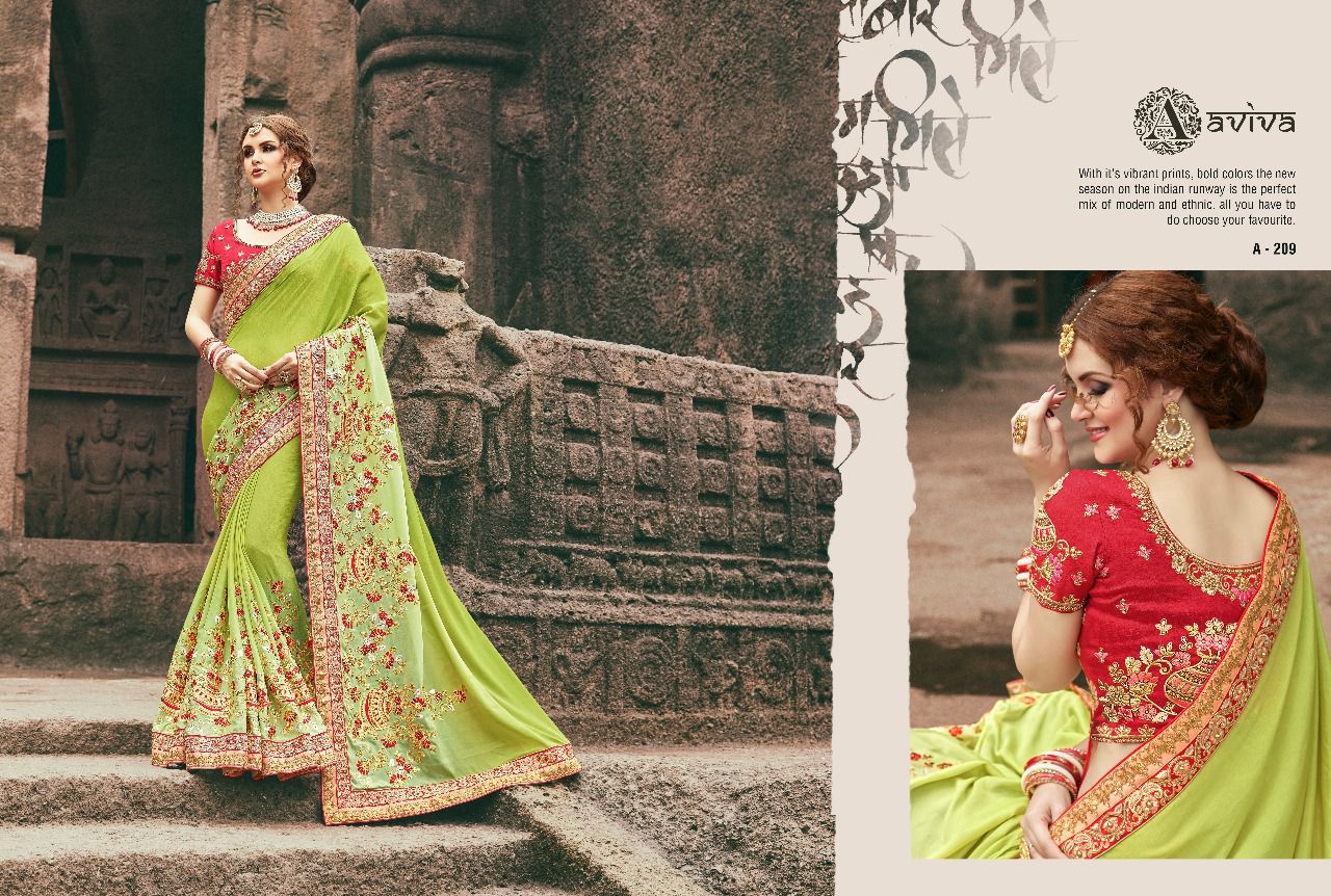 Monalisa By Aviva 201-a To 215-a Series Indian Designer Beautiful Colorful Wedding Collection Party Wear & Occasional Wear Fancy Sarees At Wholesale Price