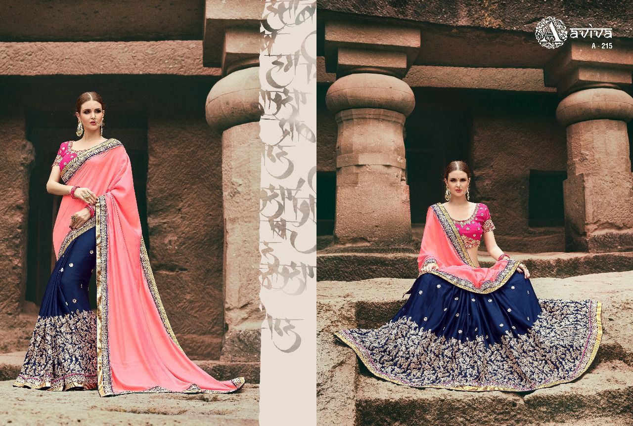 Monalisa By Aviva 201-a To 215-a Series Indian Designer Beautiful Colorful Wedding Collection Party Wear & Occasional Wear Fancy Sarees At Wholesale Price