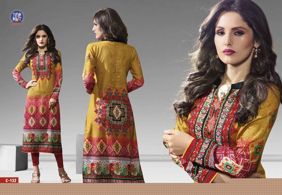 Motif-2 131 To 146 Series By Top-dot Beautiful Colorful Stylish Fancy Pretty Party Wear Casual Wear Occasional Wear Printed Kurti At Wholesale Price