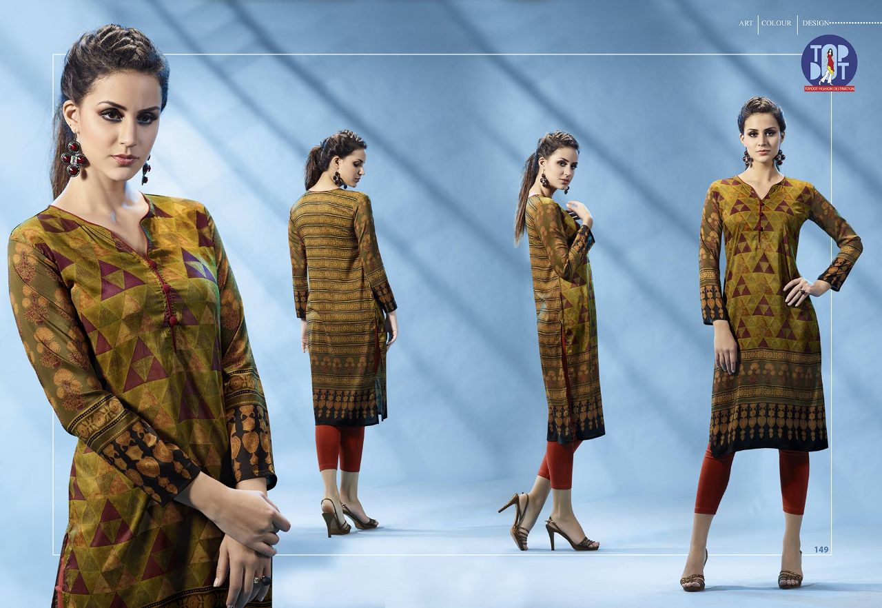 Motif Vol-3 By Top-dot 147 To 152 Series Western Stylish Beautiful Designer Pure Digital Printed Casual Wear Ploy Modal Kurtis At Wholesale Price