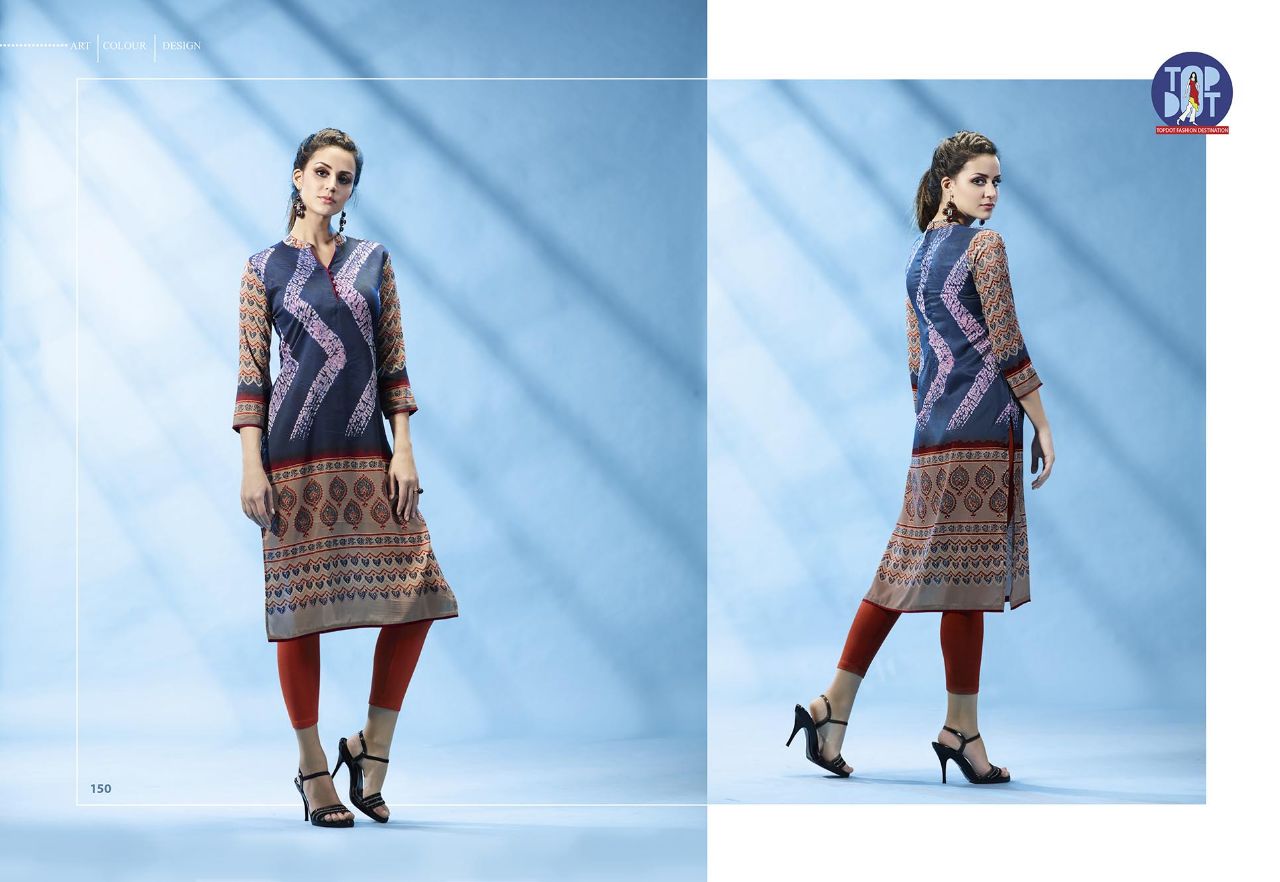 Motif Vol-3 By Top-dot 147 To 152 Series Western Stylish Beautiful Designer Pure Digital Printed Casual Wear Ploy Modal Kurtis At Wholesale Price