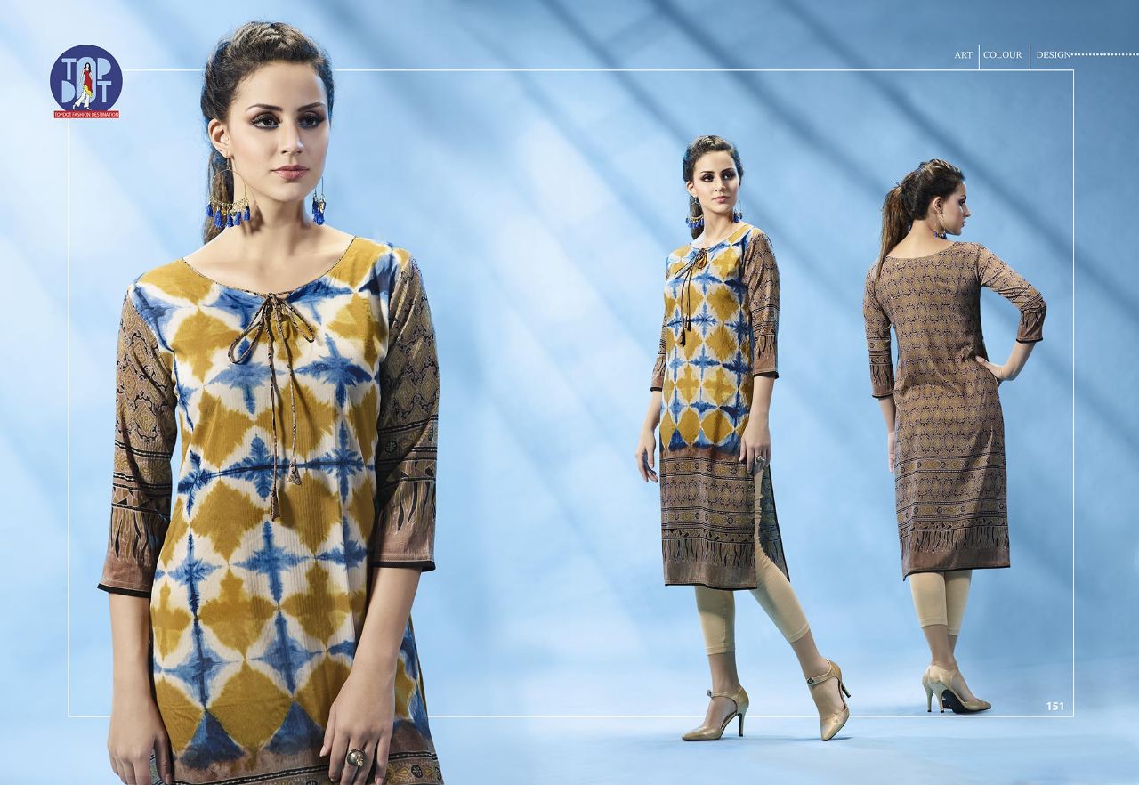 Motif Vol-3 By Top-dot 147 To 152 Series Western Stylish Beautiful Designer Pure Digital Printed Casual Wear Ploy Modal Kurtis At Wholesale Price