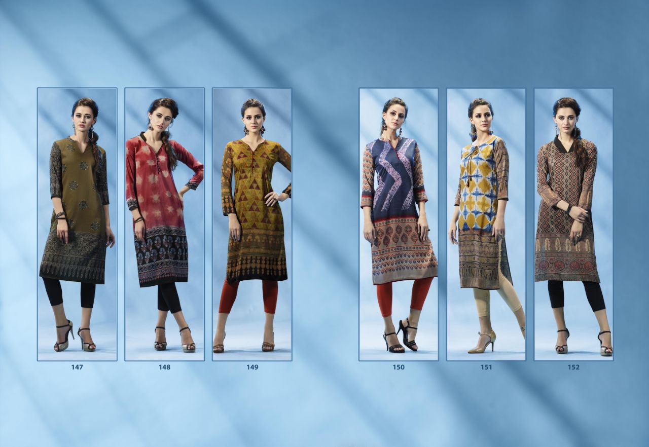 Motif Vol-3 By Top-dot 147 To 152 Series Western Stylish Beautiful Designer Pure Digital Printed Casual Wear Ploy Modal Kurtis At Wholesale Price