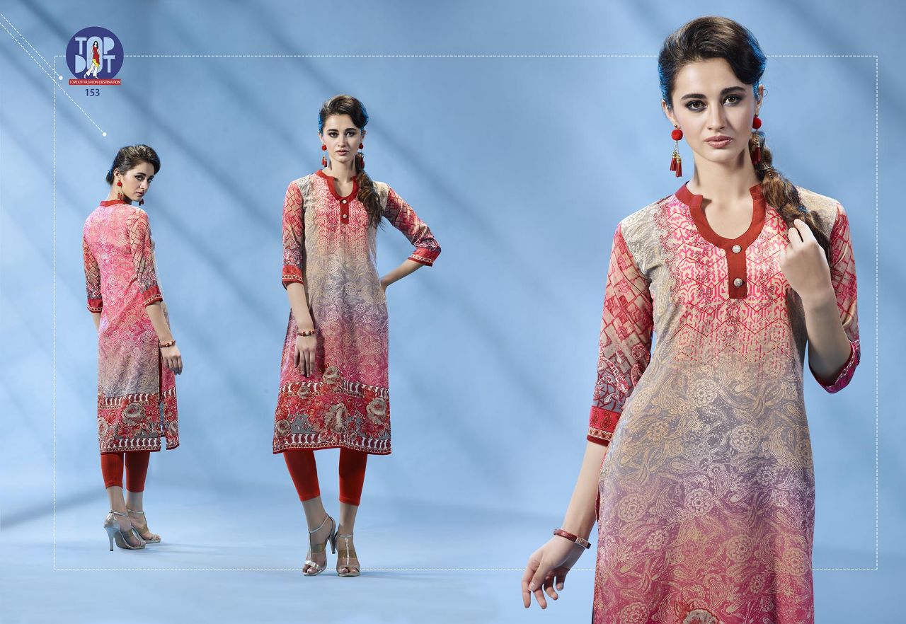 Motif Vol-4 By Top-dot 153 To 162 Series Beautiful Stylish Colorful Fancy Casual Wear & Ethnic Wear French Crepe Printed Kurtis At Wholesale Price