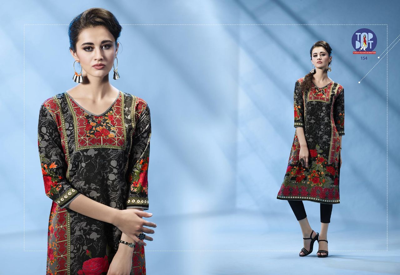 Motif Vol-4 By Top-dot 153 To 162 Series Beautiful Stylish Colorful Fancy Casual Wear & Ethnic Wear French Crepe Printed Kurtis At Wholesale Price