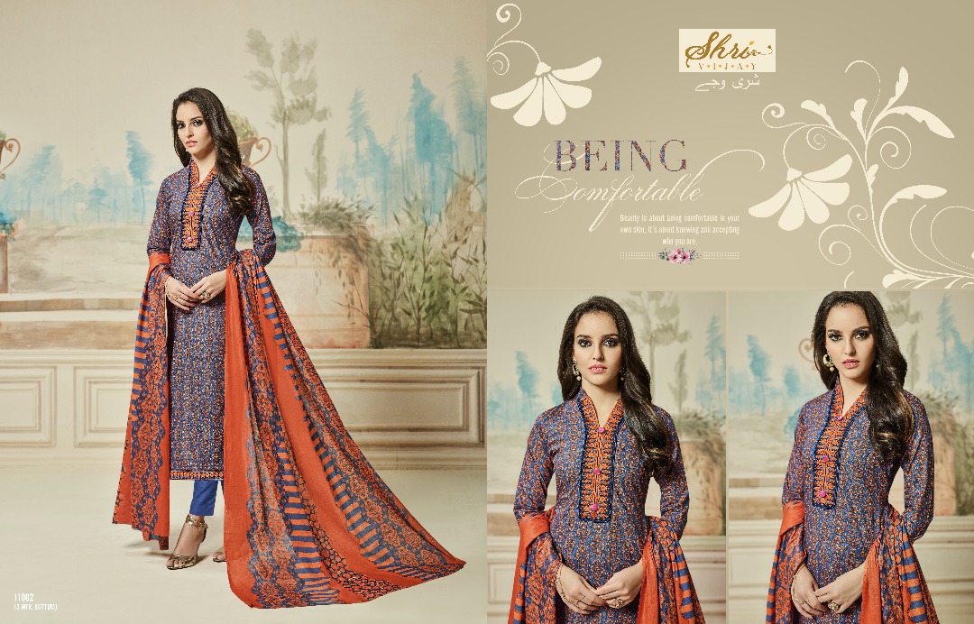 Mumtaj By Shri Vijay 11001 To 11008 Series Stylish Beautiful Colorful Fancy Party Wear & Casual Wear Cambric Cotton Embroidered Dresses At Wholesale Price