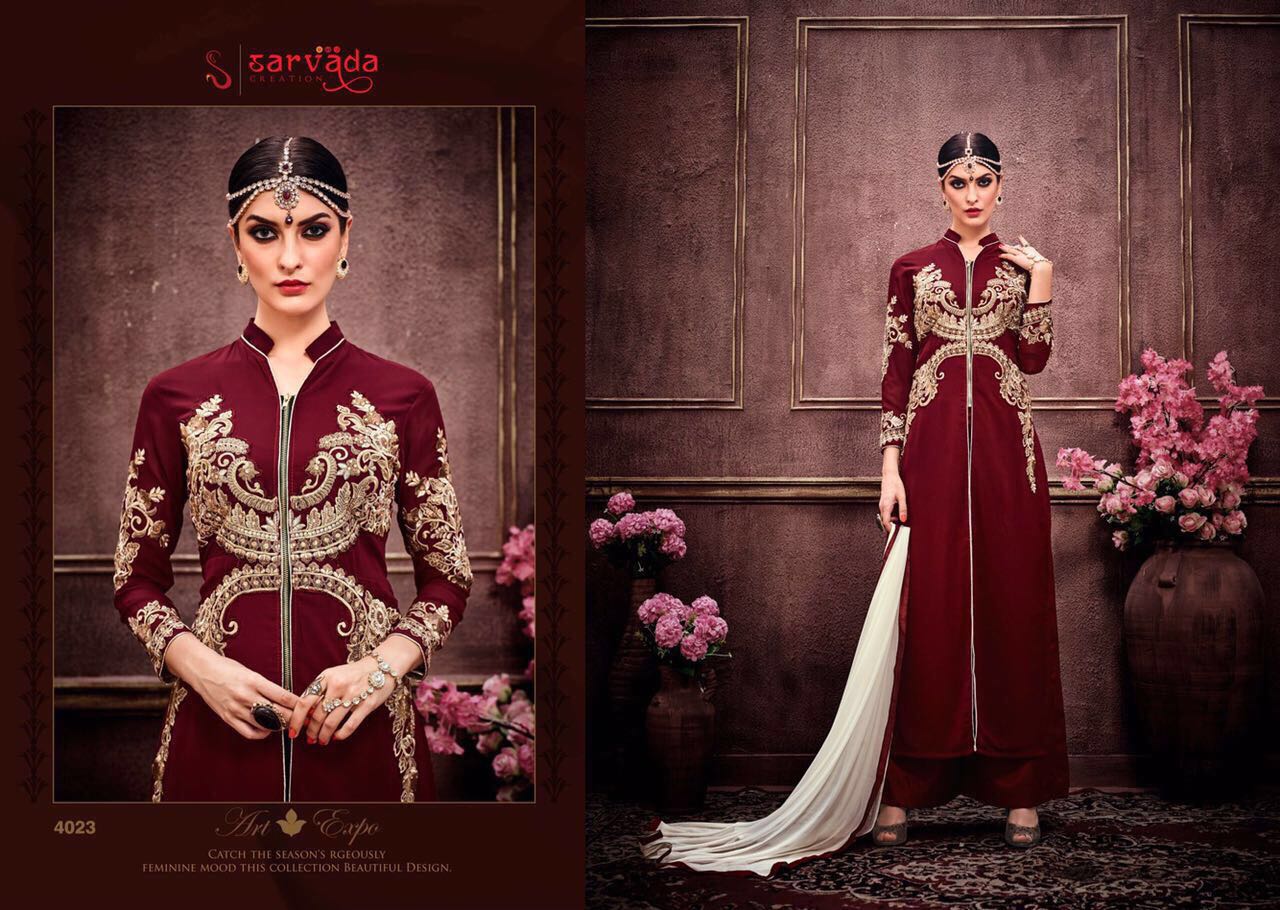 Murti By Sarvada Creation 4019 To 4016 Series Beautiful Stylish Designer Heavy Embroidered Party Wear Georgette Dresses At Wholesale Price