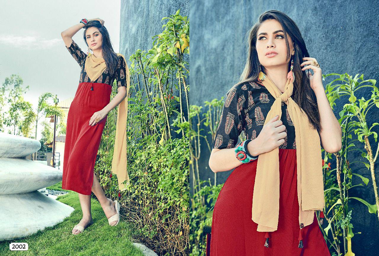 Myra By Modesi 2001 To 2008 Series Stylish Beautiful Colorful Fancy Casual Wear & Ethnic Wear Georgette/ Rayon Printed Kurtis At Wholesale Price