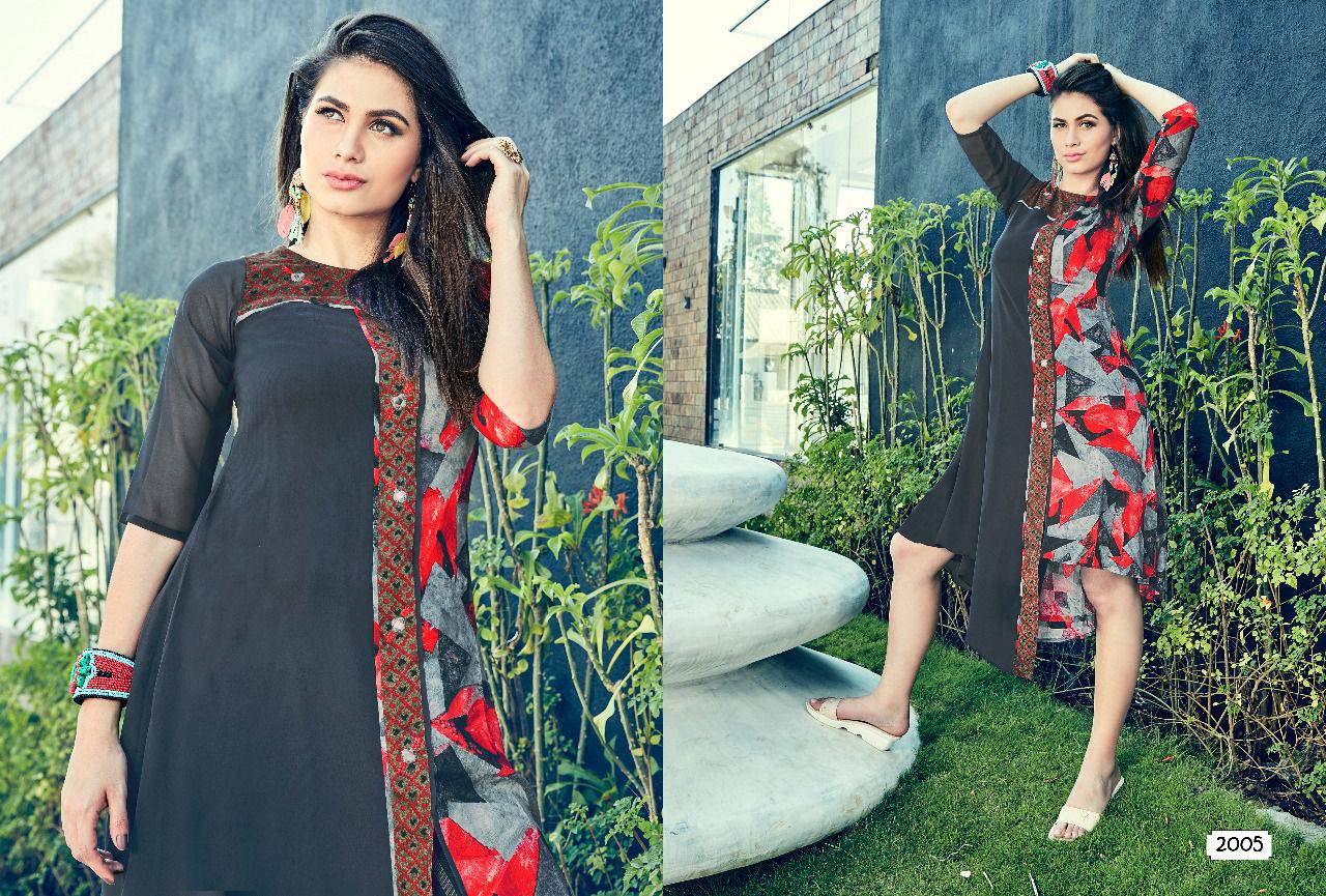 Myra By Modesi 2001 To 2008 Series Stylish Beautiful Colorful Fancy Casual Wear & Ethnic Wear Georgette/ Rayon Printed Kurtis At Wholesale Price