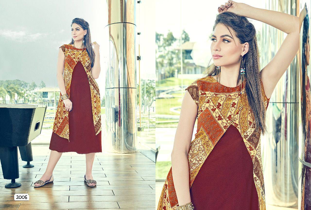 Myra By Modesi 2001 To 2008 Series Stylish Beautiful Colorful Fancy Casual Wear & Ethnic Wear Georgette/ Rayon Printed Kurtis At Wholesale Price