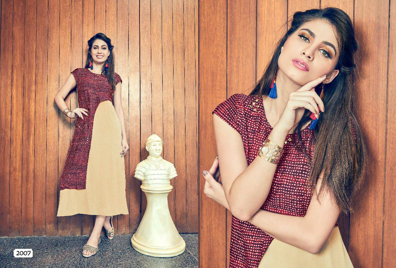 Myra By Modesi 2001 To 2008 Series Stylish Beautiful Colorful Fancy Casual Wear & Ethnic Wear Georgette/ Rayon Printed Kurtis At Wholesale Price