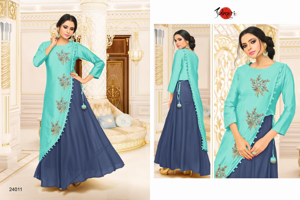 Myra Vol-3 By Suhati Fab 24003 To 24011 Series Designer Stylish Colorful Fancy Beautiful Party Wear & Ethnic Wear Heavy Muslin & Satin Silk Printed & Embroidered Kurtis At Wholesale Price