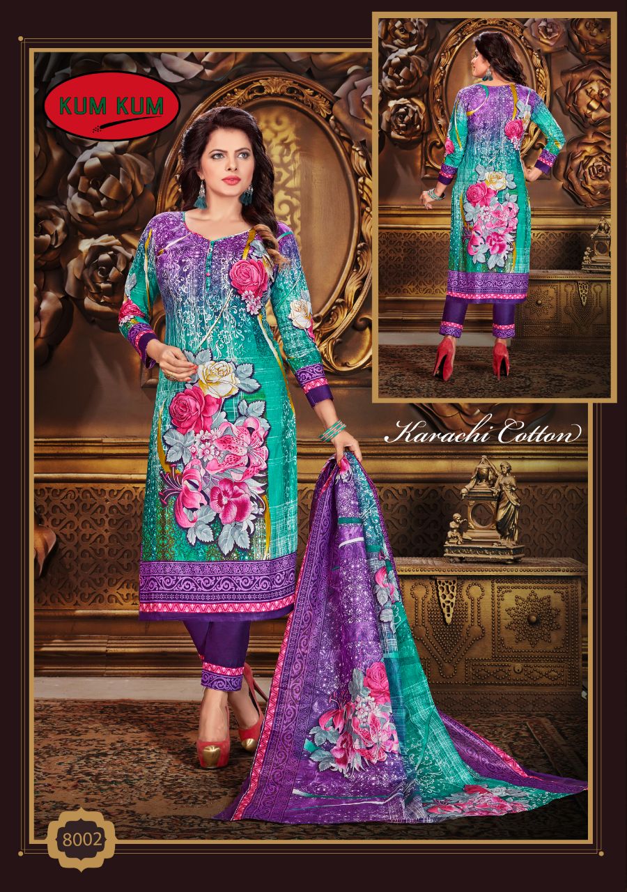 Naaz Karachi Cotton Vol-3 By Kum Kum 8001 To 8010 Series Pakistani Suits Colorful Beautiful Printed Casual Wear Cotton Un-stitched Dresses At Wholesale Price