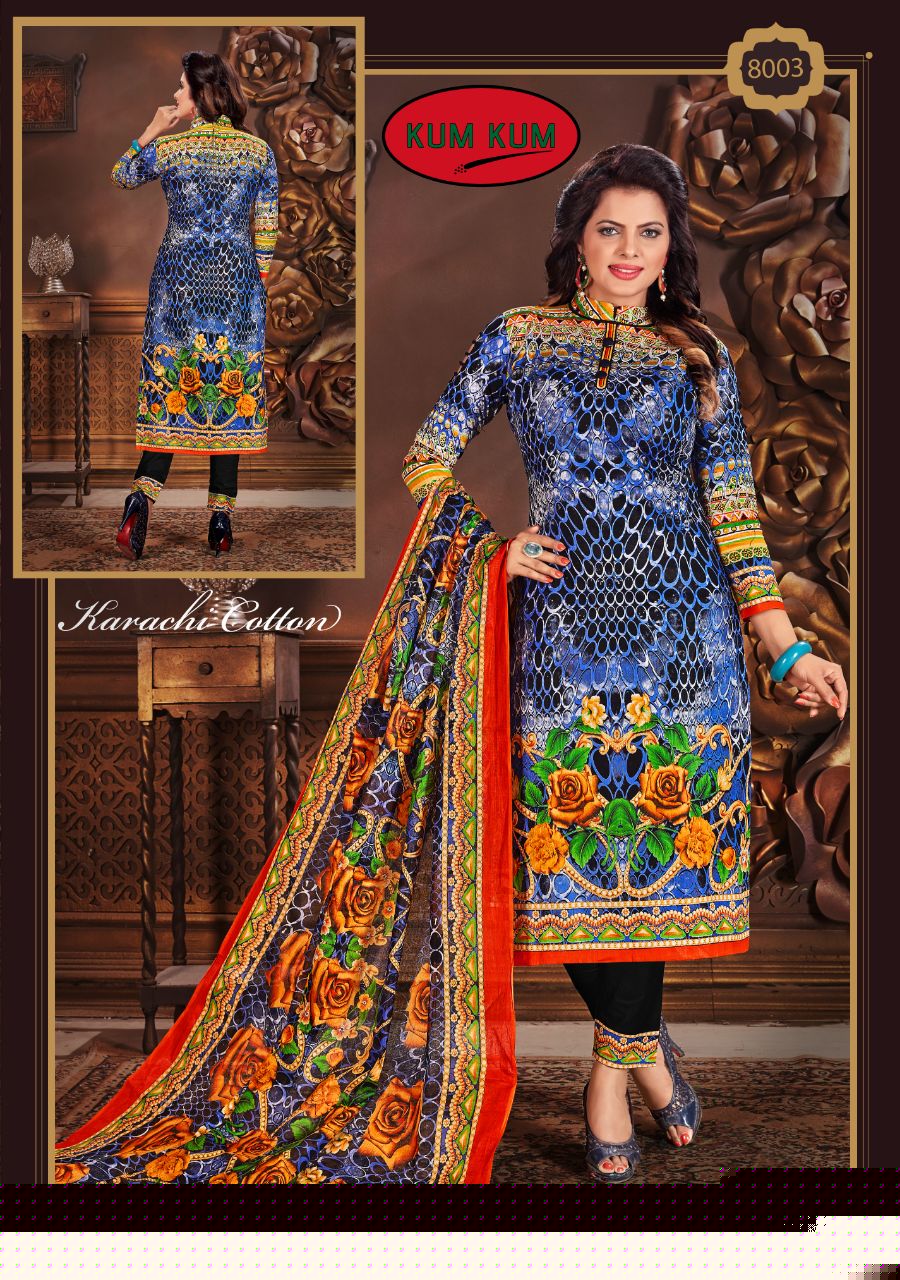Naaz Karachi Cotton Vol-3 By Kum Kum 8001 To 8010 Series Pakistani Suits Colorful Beautiful Printed Casual Wear Cotton Un-stitched Dresses At Wholesale Price