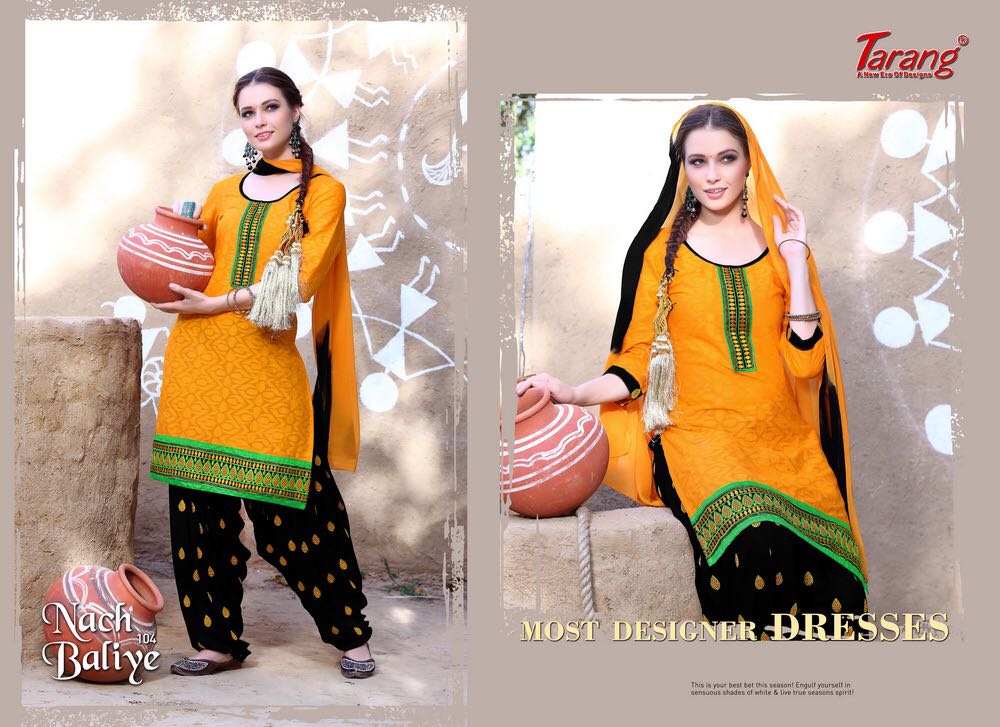 Nach Baliye By Tarang 101 To 110 Series Patiyala Suits Stylish Colorful Beautiful Fancy Party Wear & Ethnic Wear Brasso Cotton Dresses At Wholesale Price