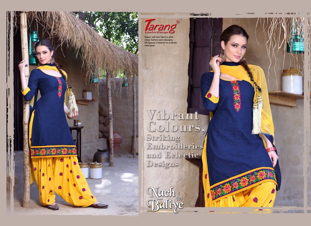 Nach Baliye By Tarang 101 To 110 Series Patiyala Suits Stylish Colorful Beautiful Fancy Party Wear & Ethnic Wear Brasso Cotton Dresses At Wholesale Price