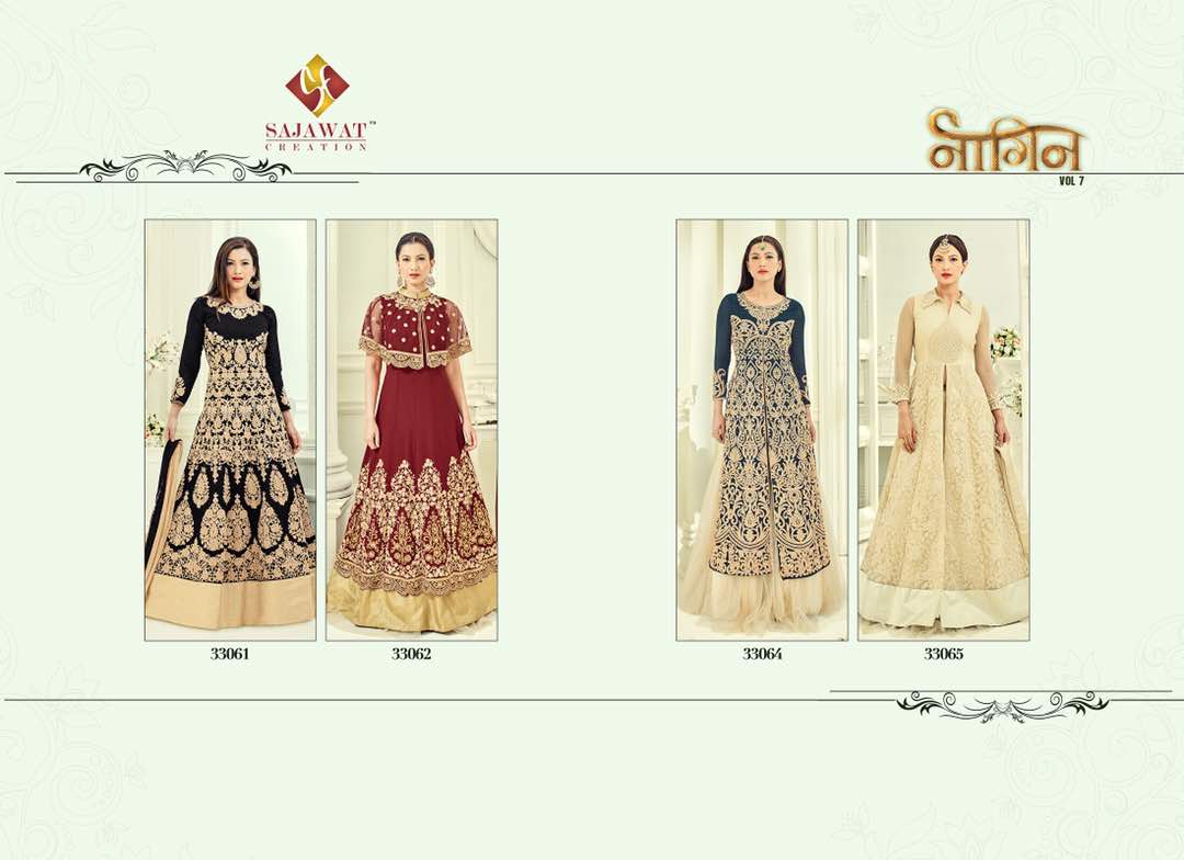 Nagin-7 33061 Series By Sajawat Creation Beautiful Embroidered Stylish Colorful Fancy Pretty Party Wear Occasional Wear Casual Wear Dresses At Wholesale Price