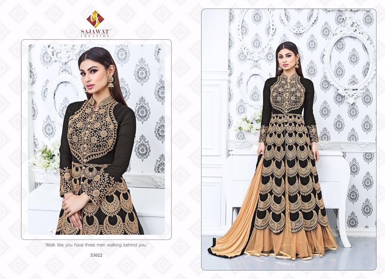 Nagin Vol 3 By Sajawat Creation 33021 To 33026 Series Bollywood Beautiful Stylish Designer Embroidered Party Wear Georgette Dresses At Wholesale Price