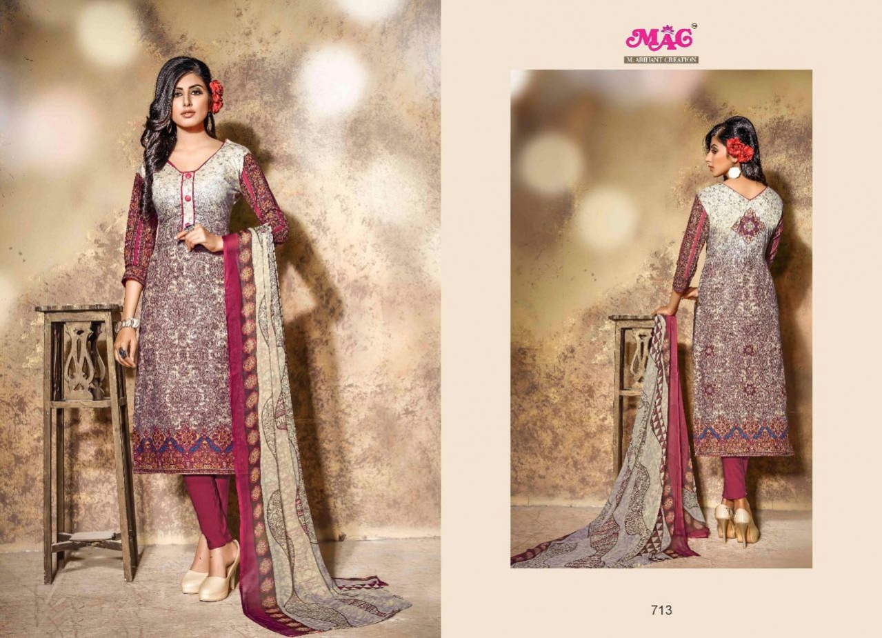 Nasrin Karachi Lawn By Mag 711 To 720 Series Pakistani Beautiful Suits Ethnic Wear Stylish Fancy Casual Wear Party Wear & Occasional Wear Lawn Cotton Printed Dresses At Wholesale Price
