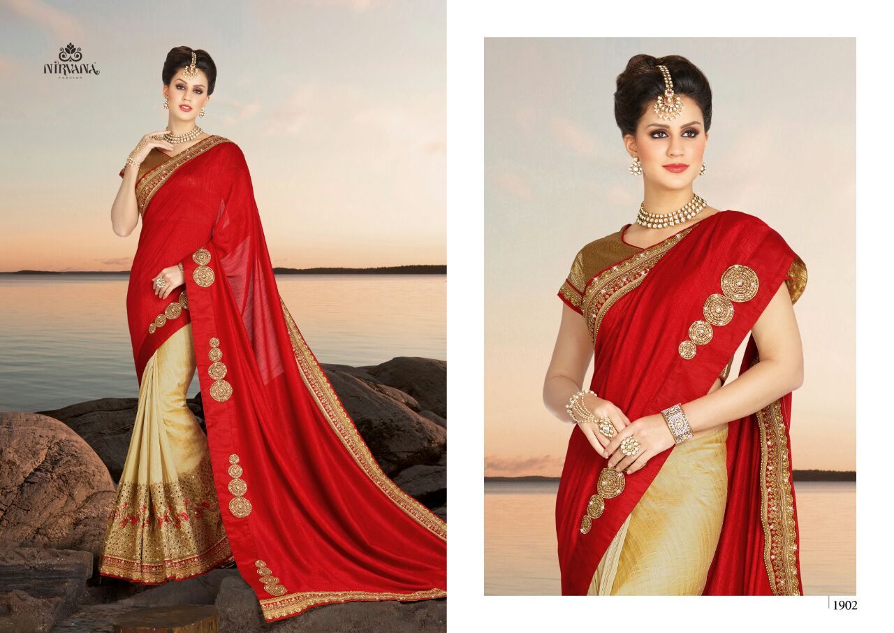 Nirvana 1901 Series By Nirvana Fashion 1901 To 1918 Series Designer Beautiful Colorful Traditional Wedding Wear & Party Wear Silk/ Georgette Embroidered Sarees At Wholesale Price