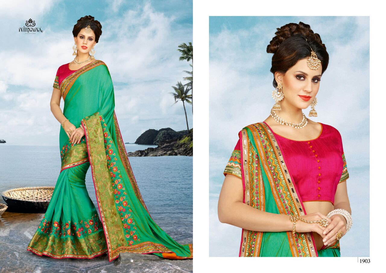 Nirvana 1901 Series By Nirvana Fashion 1901 To 1918 Series Designer Beautiful Colorful Traditional Wedding Wear & Party Wear Silk/ Georgette Embroidered Sarees At Wholesale Price