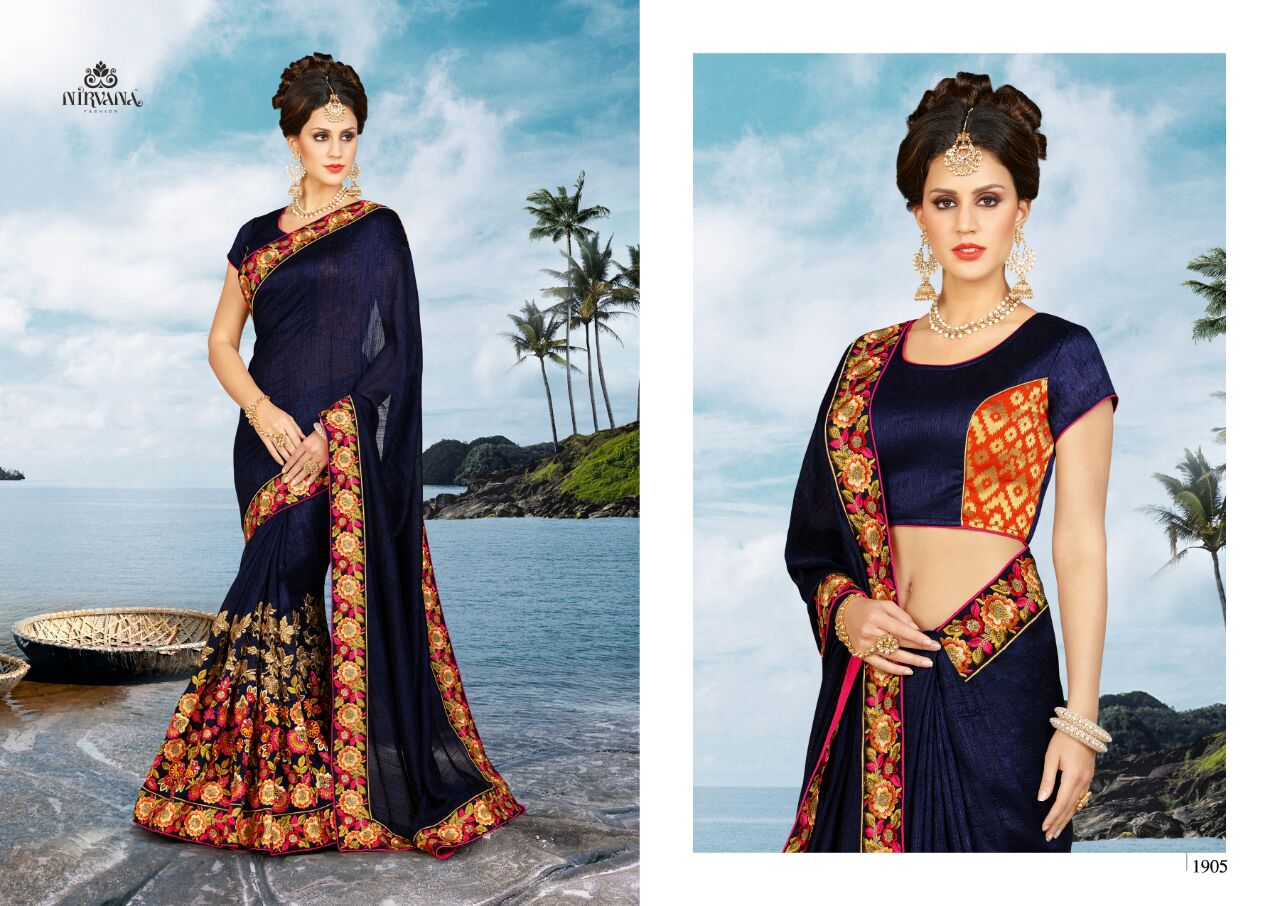 Nirvana 1901 Series By Nirvana Fashion 1901 To 1918 Series Designer Beautiful Colorful Traditional Wedding Wear & Party Wear Silk/ Georgette Embroidered Sarees At Wholesale Price