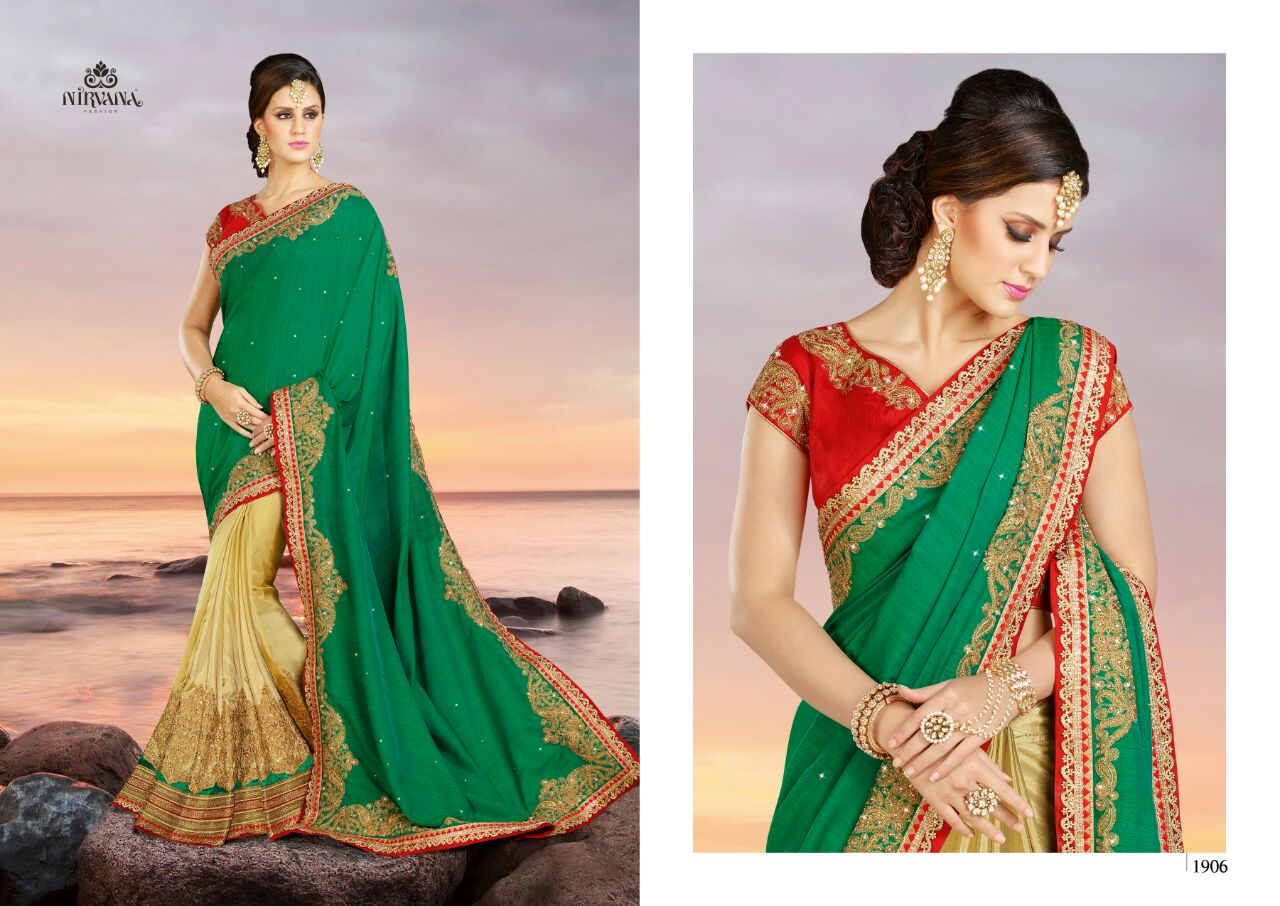 Nirvana 1901 Series By Nirvana Fashion 1901 To 1918 Series Designer Beautiful Colorful Traditional Wedding Wear & Party Wear Silk/ Georgette Embroidered Sarees At Wholesale Price