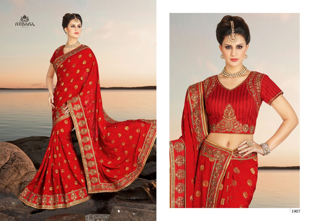 Nirvana 1901 Series By Nirvana Fashion 1901 To 1918 Series Designer Beautiful Colorful Traditional Wedding Wear & Party Wear Silk/ Georgette Embroidered Sarees At Wholesale Price