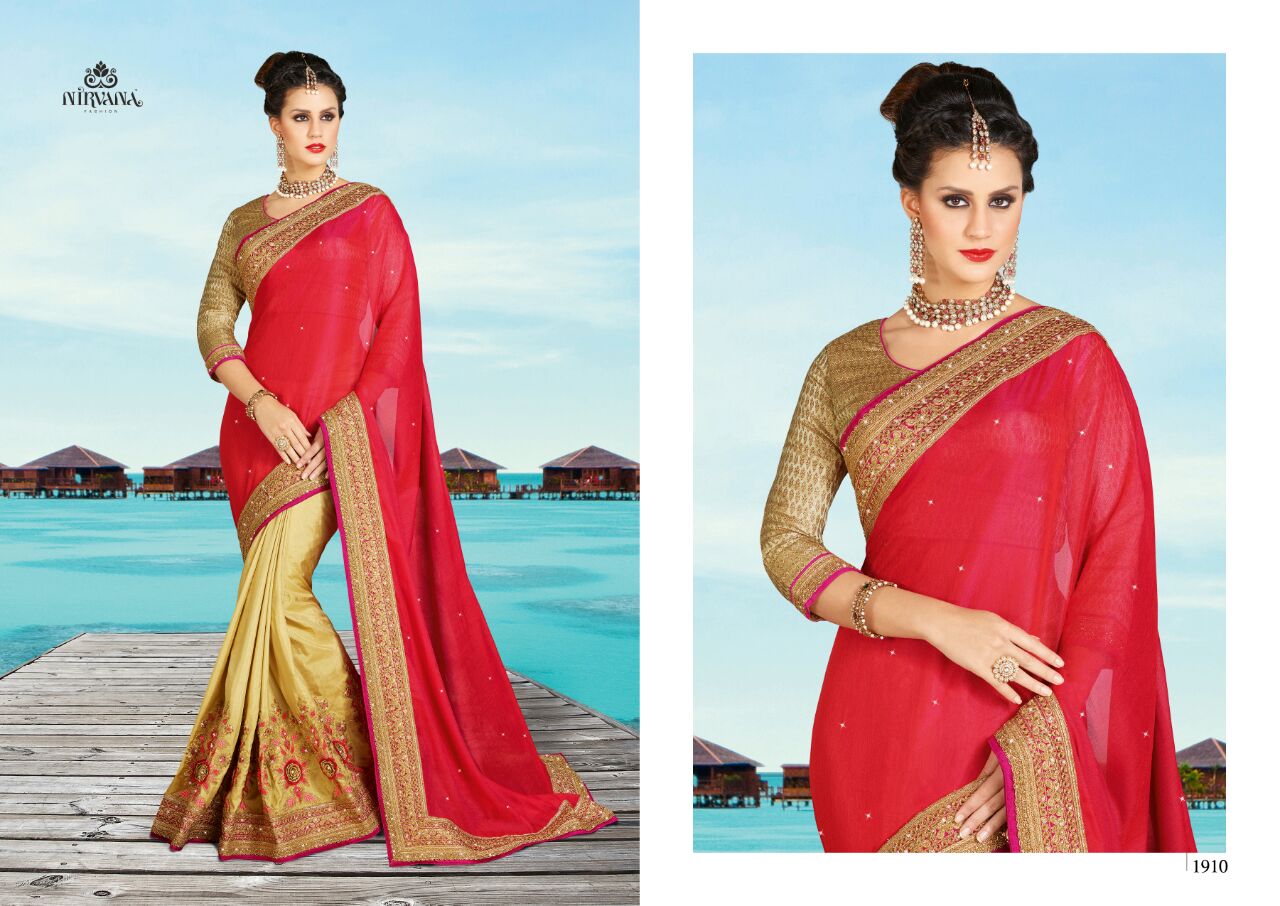 Nirvana 1901 Series By Nirvana Fashion 1901 To 1918 Series Designer Beautiful Colorful Traditional Wedding Wear & Party Wear Silk/ Georgette Embroidered Sarees At Wholesale Price