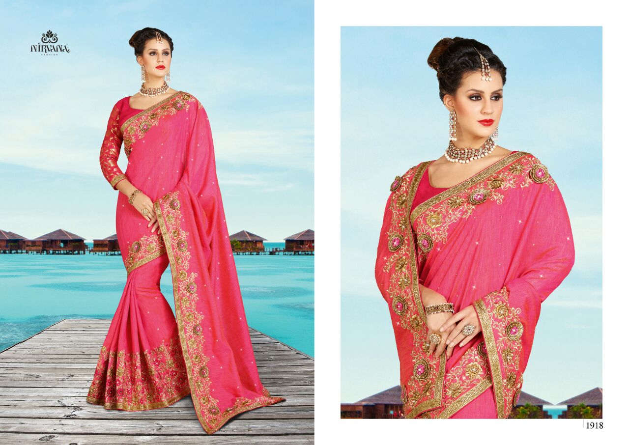 Nirvana 1901 Series By Nirvana Fashion 1901 To 1918 Series Designer Beautiful Colorful Traditional Wedding Wear & Party Wear Silk/ Georgette Embroidered Sarees At Wholesale Price