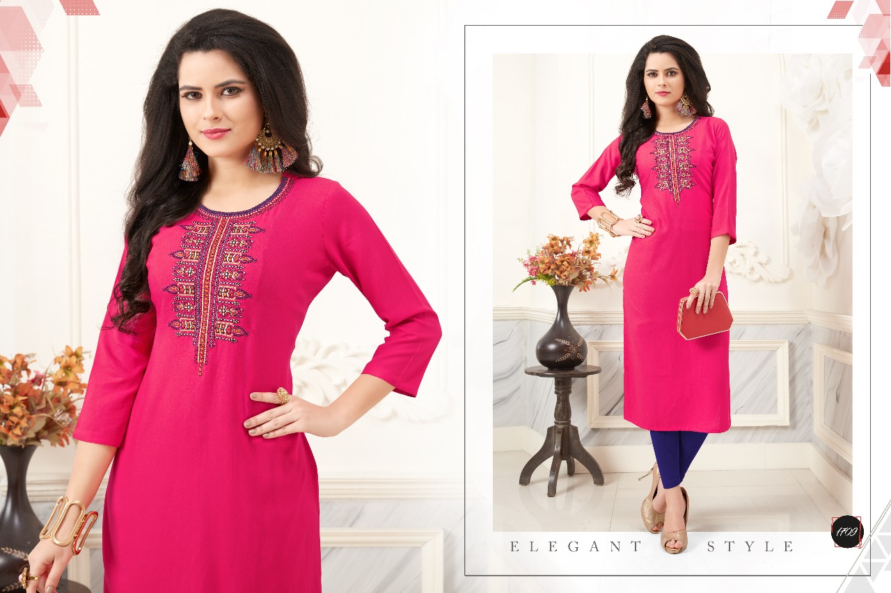 Noor By Veera Tex 1701 To 1710 Series Beautiful Colorful Stylish Fancy Casual Wear & Ethnic Wear Rayon Embroidered Kurtis At Wholesale Price